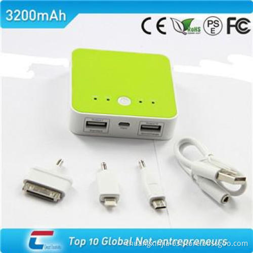 3200mah universal power bank with double USB outputs
